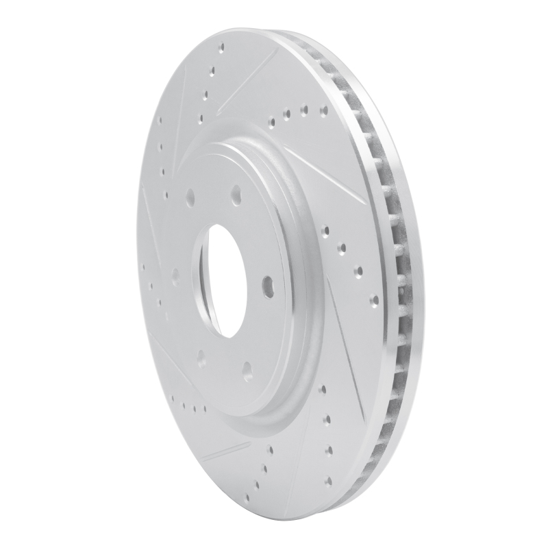 Infiniti QX56 Brake Rotor (1) - Front Left - R1 Concepts - Drilled & Slotted - Silver - `05-`07